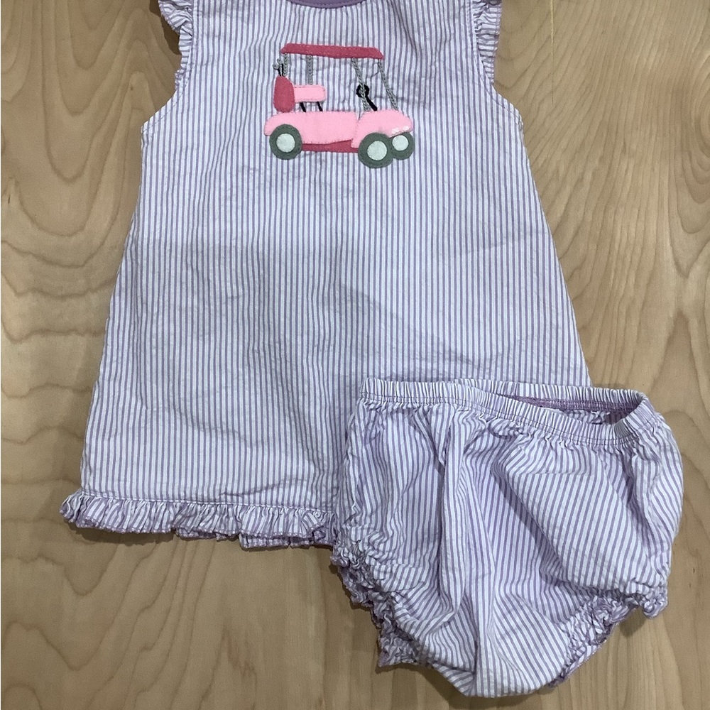 Pink and White Striped Matching Golf Cart Set